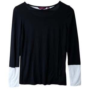 Ted Baker Crewneck Top Color Block Long Sleeve Shirt Size 1 (XS/Small) Black